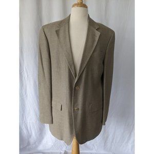 Men's Oscar de la Renta Silk Wool Blend Blazer Sport Coat Sand 44L 2 Button Suit